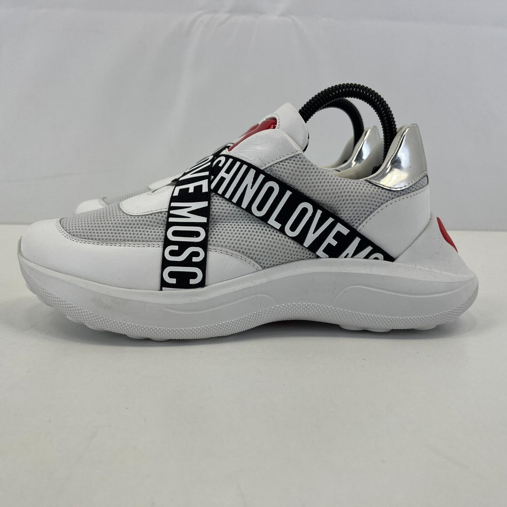 Love Moschino Heart Trainers size UK 5 EU 3 Women Low Top Slip On White Sneakers