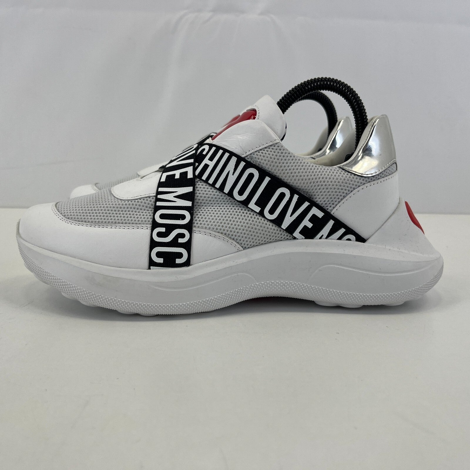 Love Moschino Heart Trainers size UK 5 EU 3 Women Low Top Slip On White Sneakers