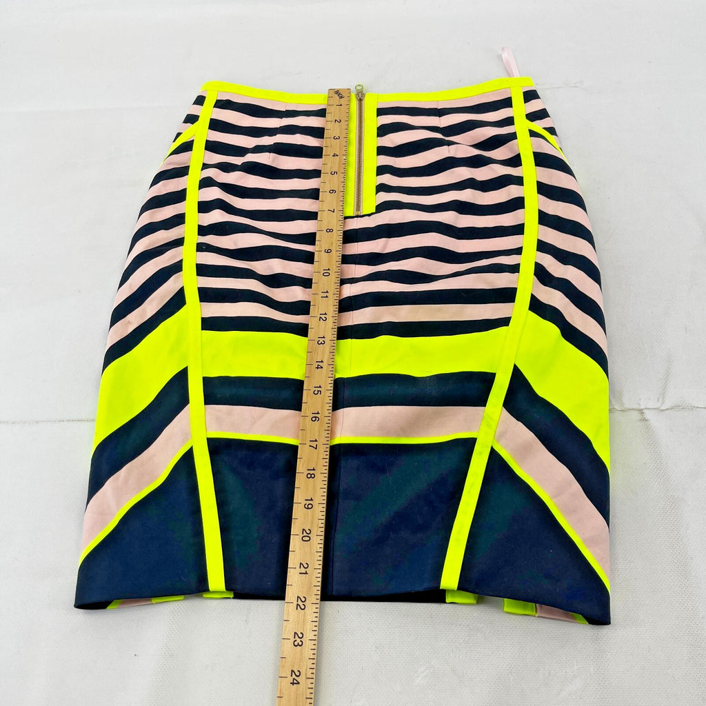 Ted Baker Women's Pencil Skirt UK 10 (Ted 2) Stretch Cotton Bright Geometric