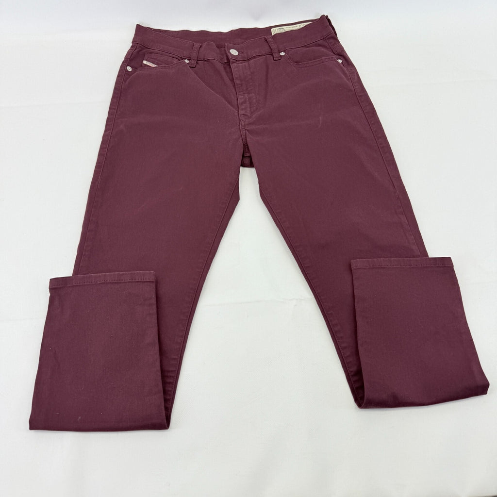 Diesel D Roisin Denim Jeans Slim Stretch Burgundy Red Womens Waist 31" - Leg 30"