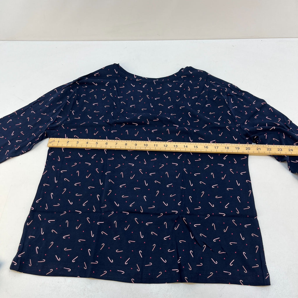 M&S Ladies Pyjama Set UK M 12-14 Navy Candy Cane Long Leg Long Sleeve Xmas BNWT