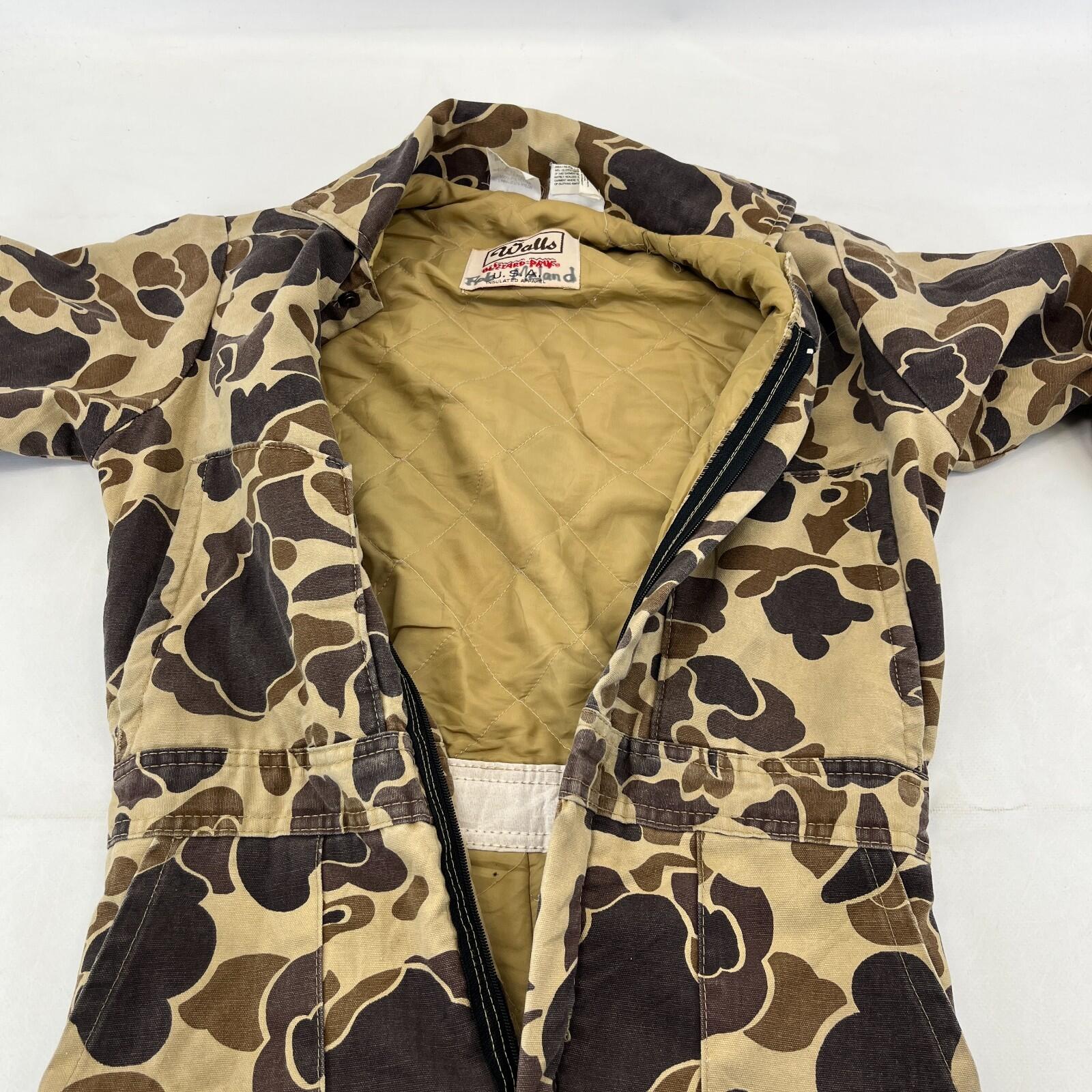 Walls Kids Quilted Overalls US Youth size 12 Brown Beige Camo