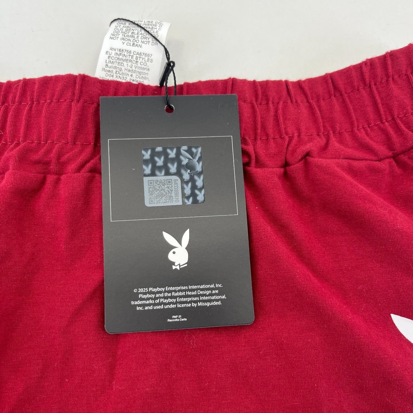 BNWT Playboy Deep Red Hot Pants Shorts size Medium - Misguided