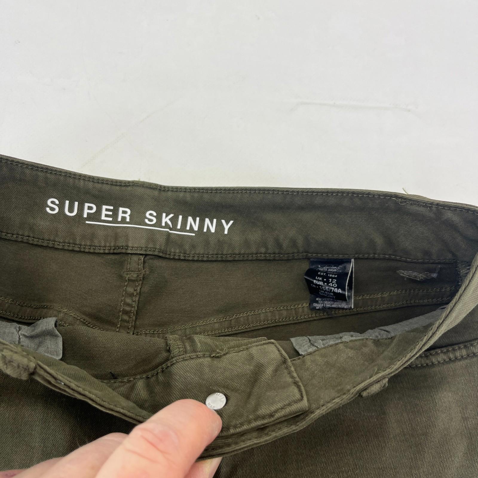 Marks & Spencer Khaki Green Super Skinny Jeans UK size 12S - NWOT