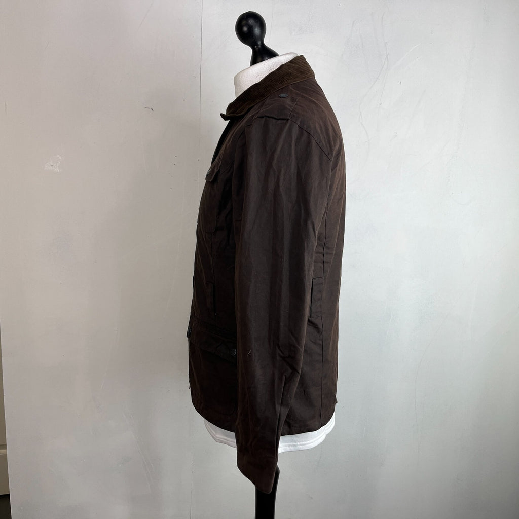 Mc Orvis Wax Jacket Womens size S Brown Country Coat with Corduroy Collar
