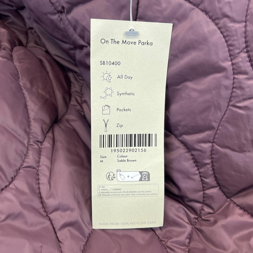 Sweaty Betty On The Move Longline Quilted Parka Coat in Sable Brown size M/12