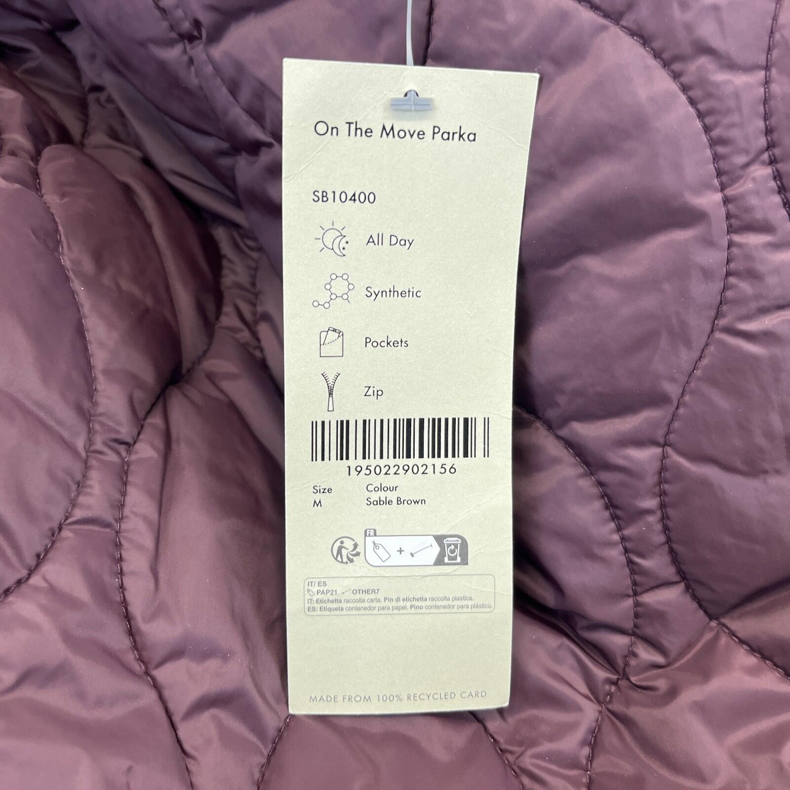 Sweaty Betty On The Move Longline Quilted Parka Coat in Sable Brown size M/12