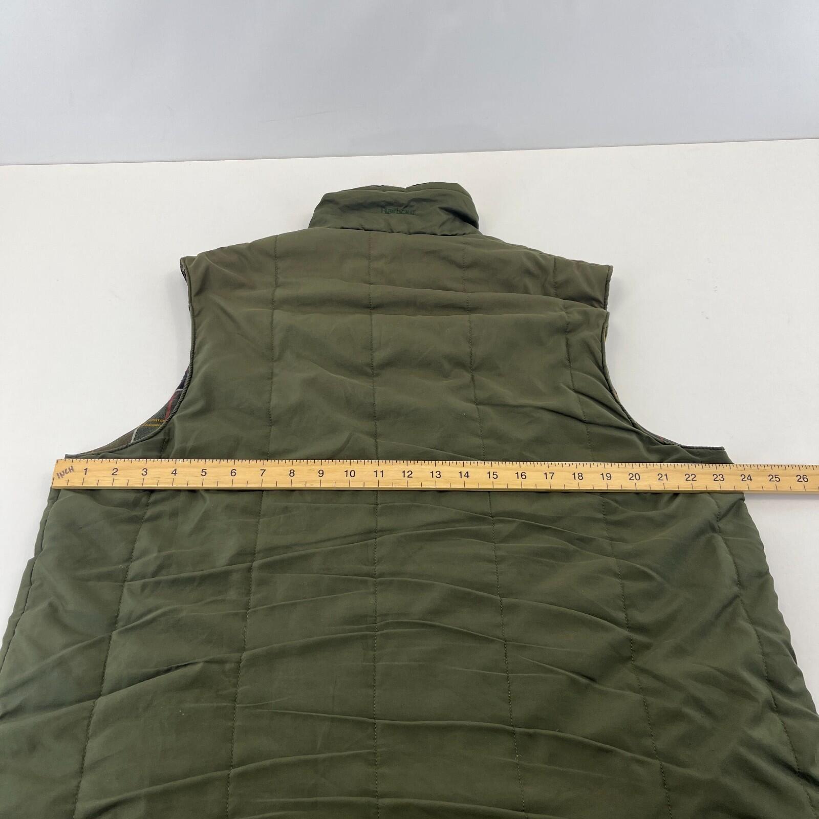 Barbour D922 Men’s Quilted Gilet size Large Green & Tartan Waistcoat England UK