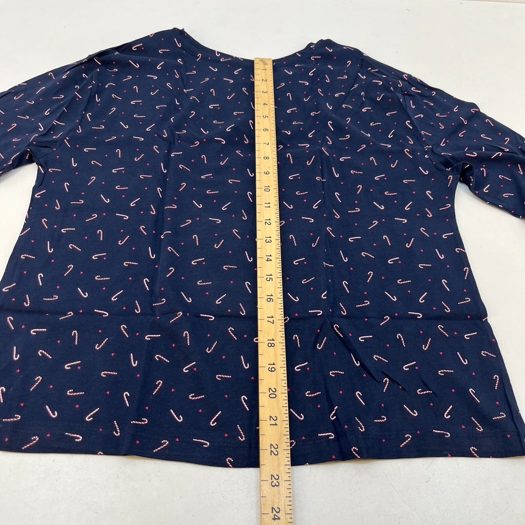 M&S Ladies Pyjama Set UK M 12-14 Navy Candy Cane Long Leg Long Sleeve Xmas BNWT