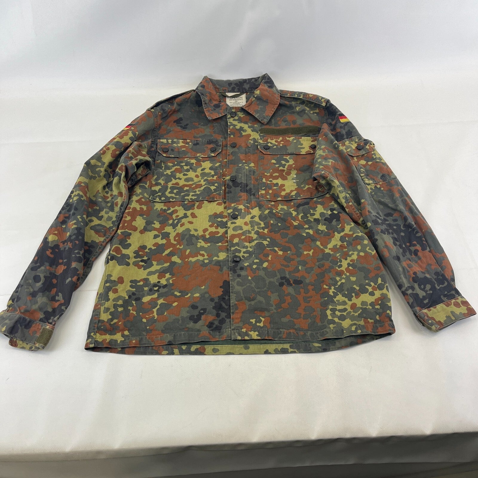 Vtg German Army Flecktarn Camouflage Summer Jacket Combat Green Gr.2 (Medium)