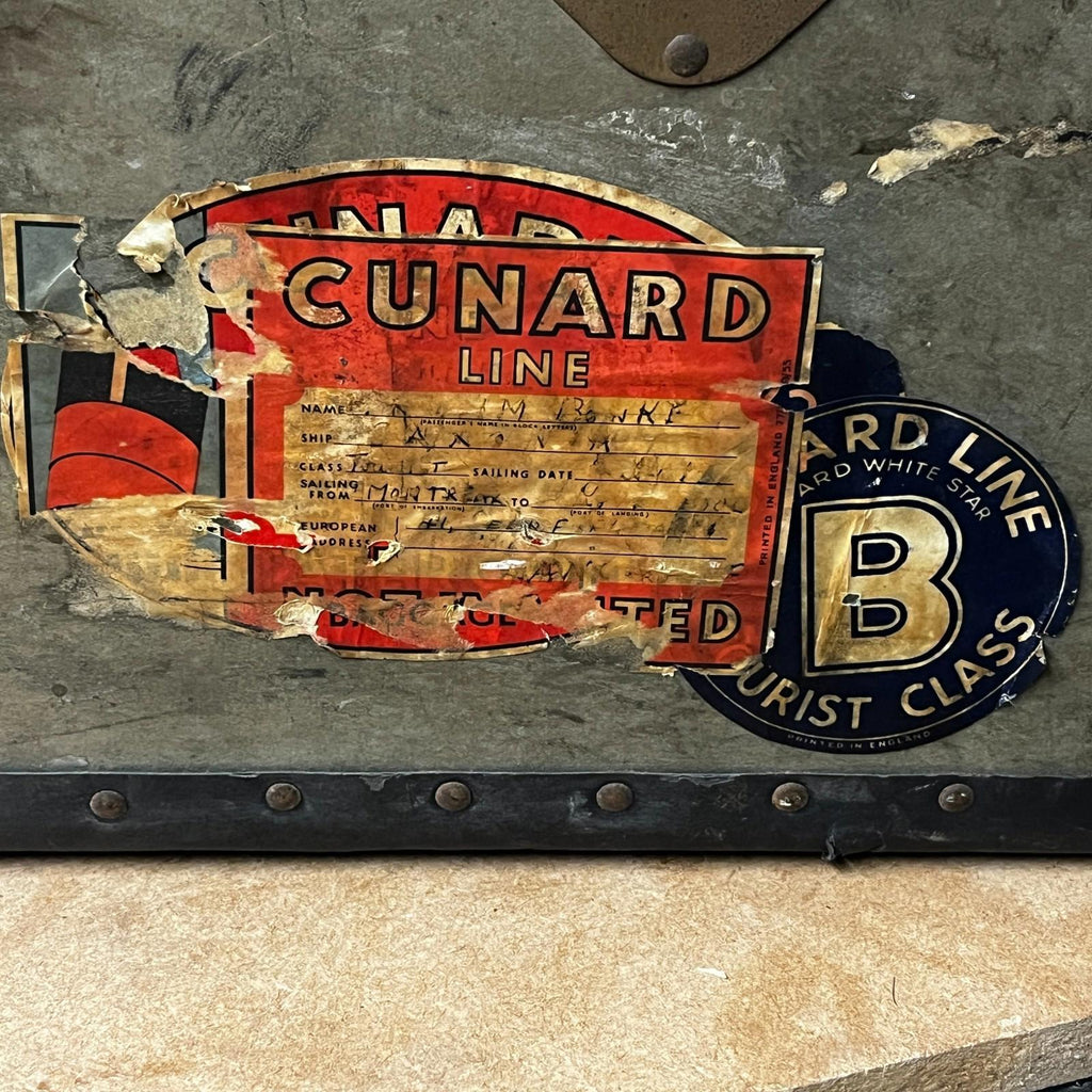 Large Rare Antique Cunard White Star Line Wooden Travelling Trunk Smith's London