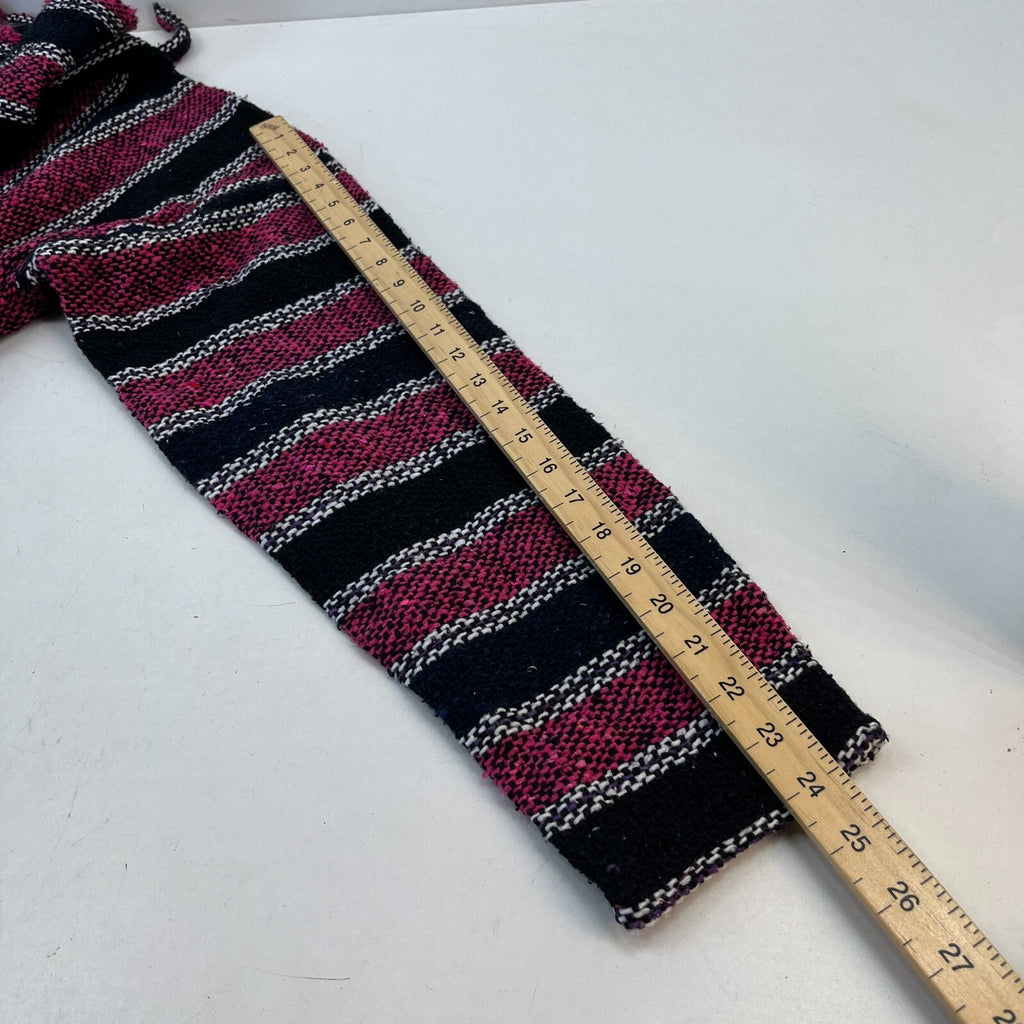Genuine Mexican Baja Hoodie Pullover Hippie Festival Pink/Black size Large