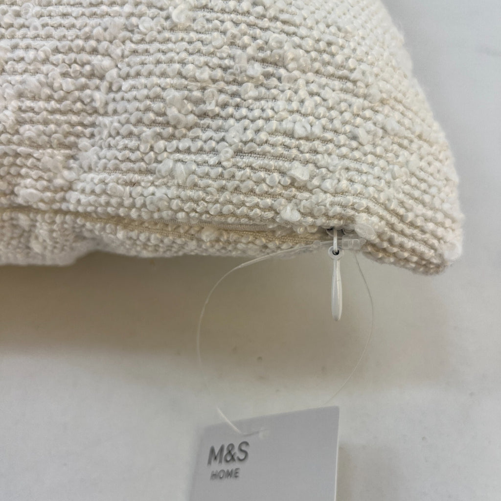 Marks and Spencer M&S Cotton Textured Boucle Cushion White Square 43cm - 17" New