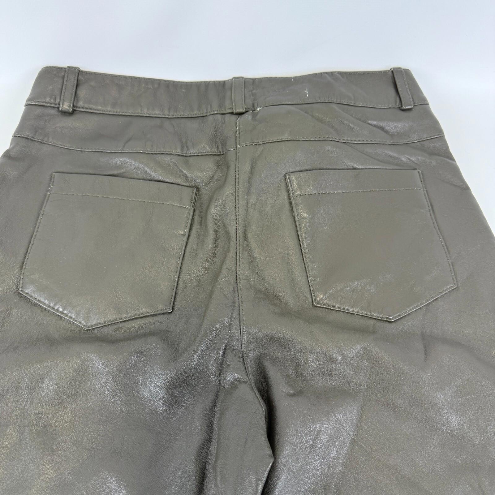 Heine Women's Leather Jeans Biker Pants in Dark Brown Y2K UK size 12
