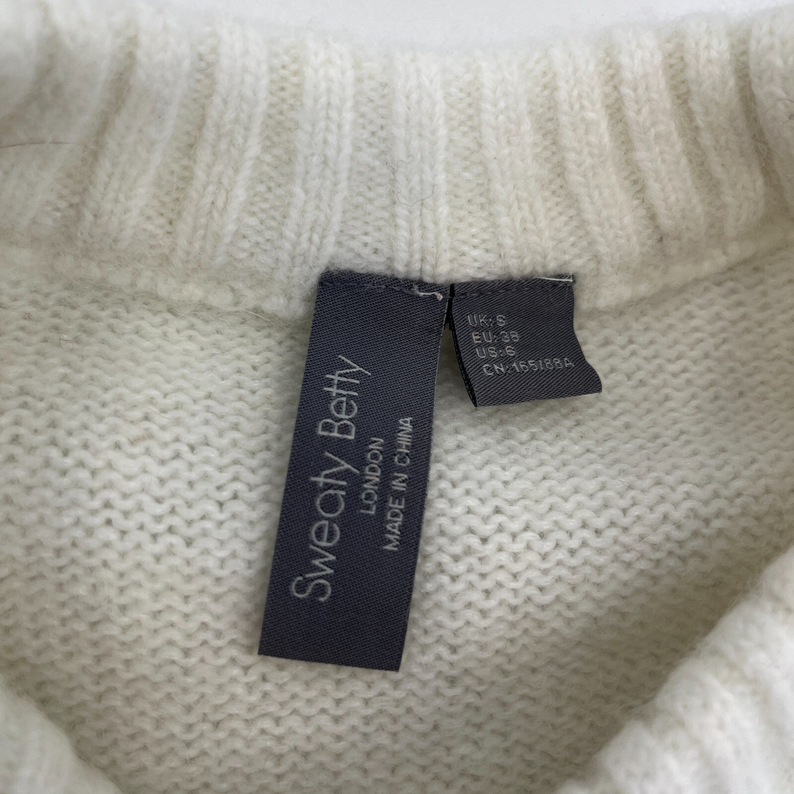Sweaty Betty Alpine Wool Crew Neck Jumper Sweater in Lily White size S Alpaca