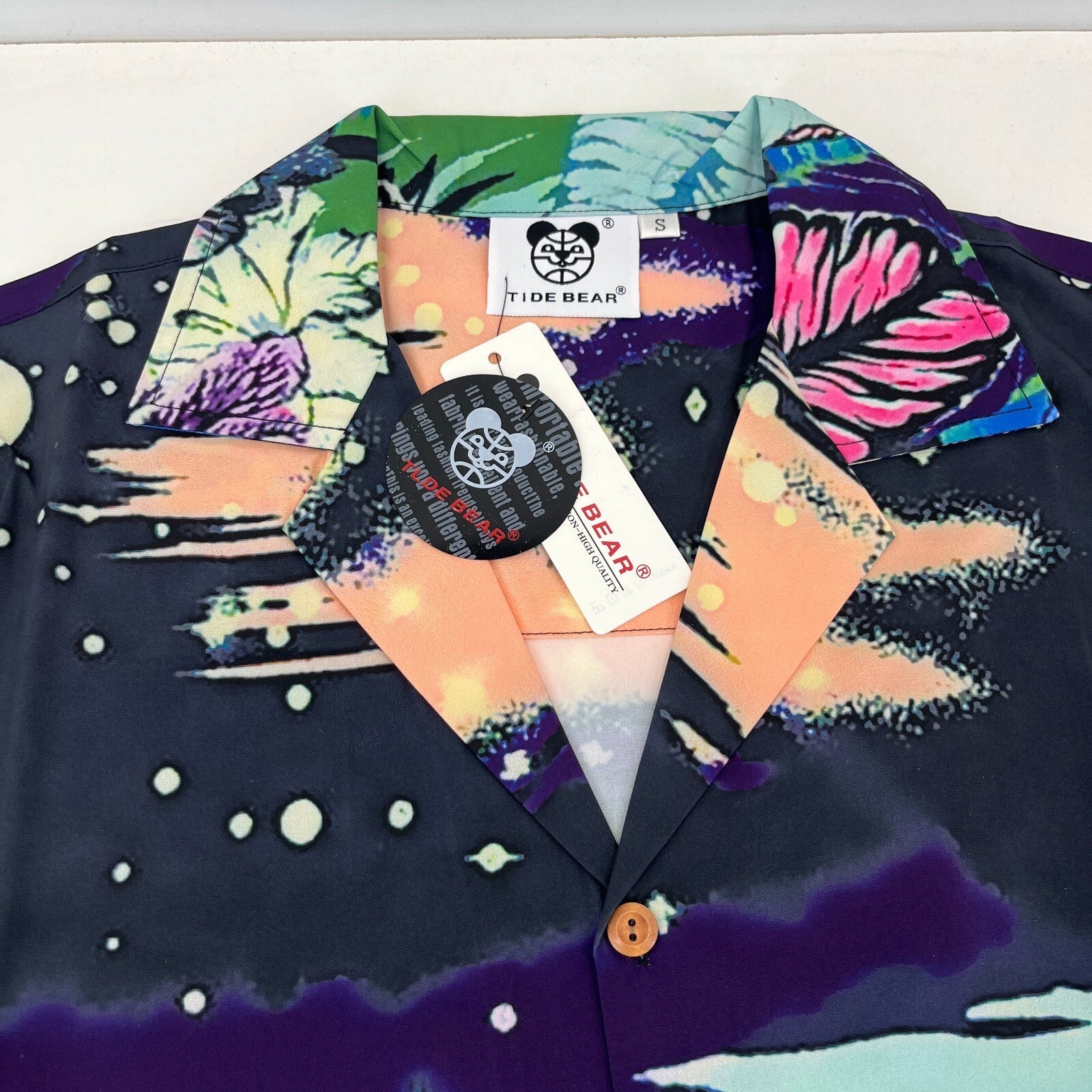 TLDE Gloomy Bear AOP Short Sleeve Shirt Beach Palms Print size S - Sh*te Shirt