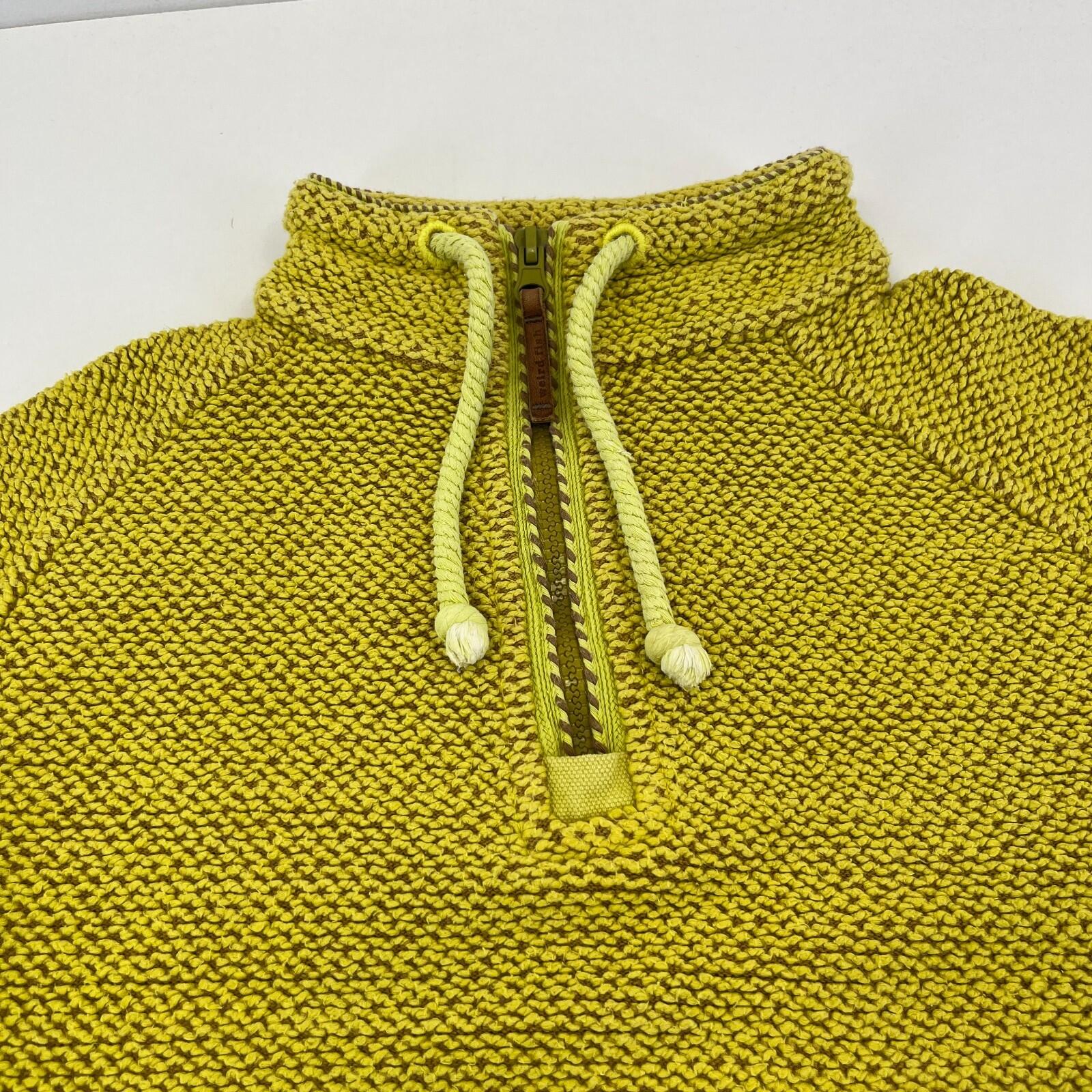 Weird Fish Macaroni 1/4 Zip Knit Pullover Jacket Mustard Yellow UK 10 Textured