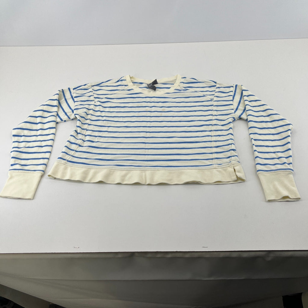 Sweaty Betty After Class Cropped Sweatshirt size XS Oversized White/Blue Striped