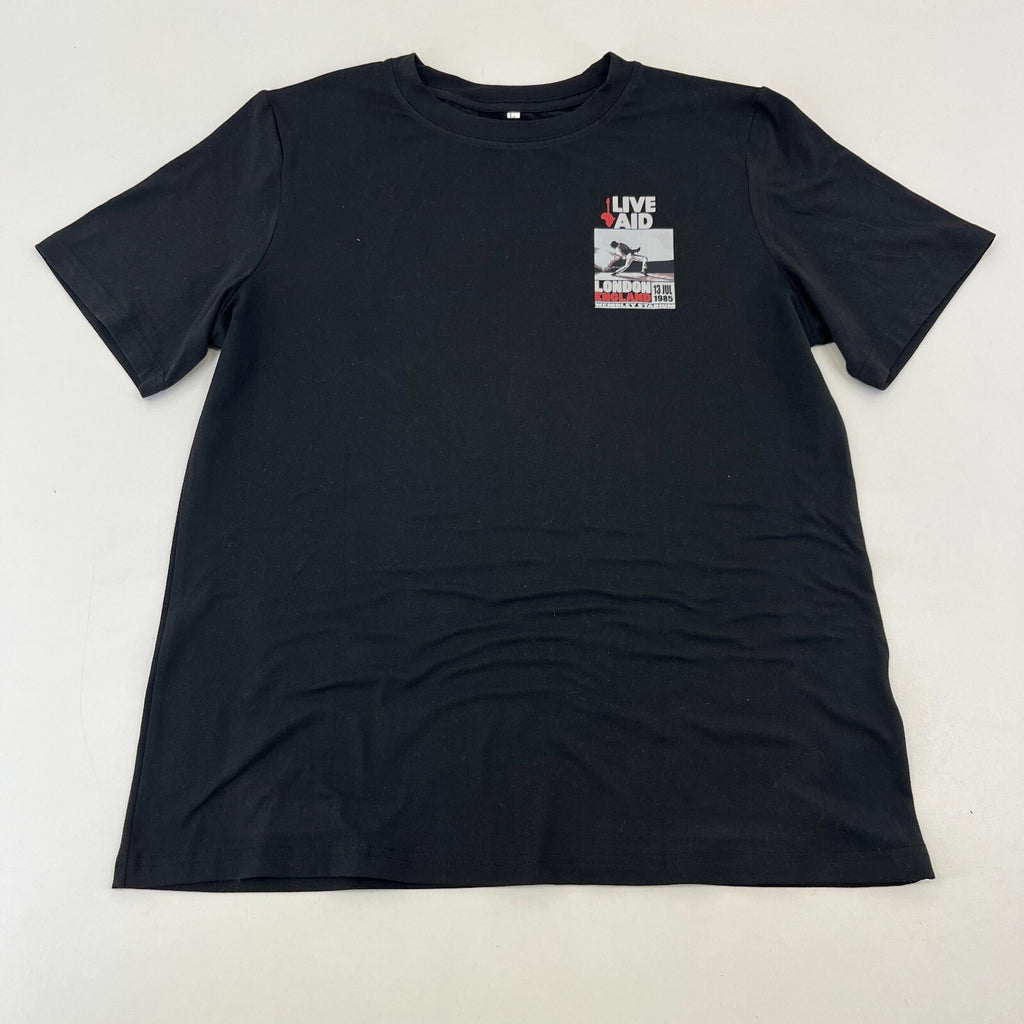 Live Aid 1985 T-Shirt in Black with Back Print Women's size Large