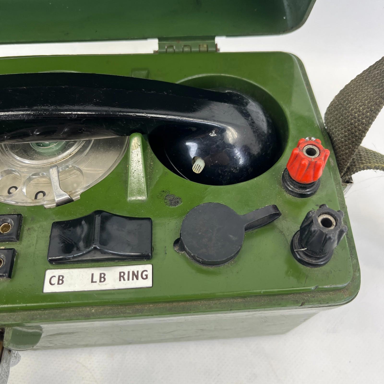 British Army Linesman Field Phone Telephone in Green with Strap
