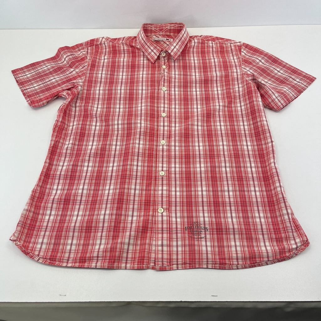 Levi Strauss Denim Cotton Check Shirt Short Sleeve Button Up size XL  Red Levis