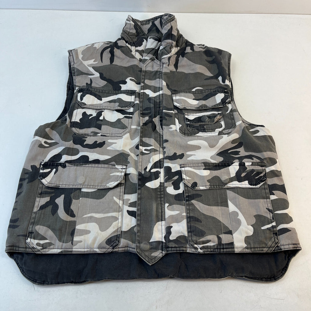 Men's Snow Camouflage Cargo Padded Quilted Gilet Body Warmer size M Fishing Wear