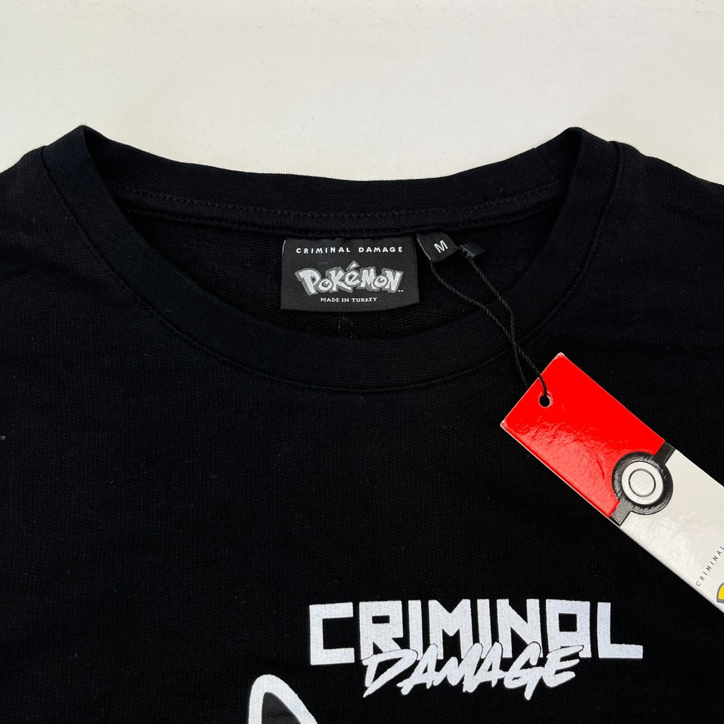 Criminal Damage Premium Black Pokémon Pikachu T-Shirt Long Sleeve size Medium