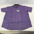 Cotton Valley Short Sleeve Shirt Purple Weave Button Down Collar UK size XL