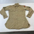 Vintage American Army Military Long Sleeve Shirt with Badges Khaki Brown size M