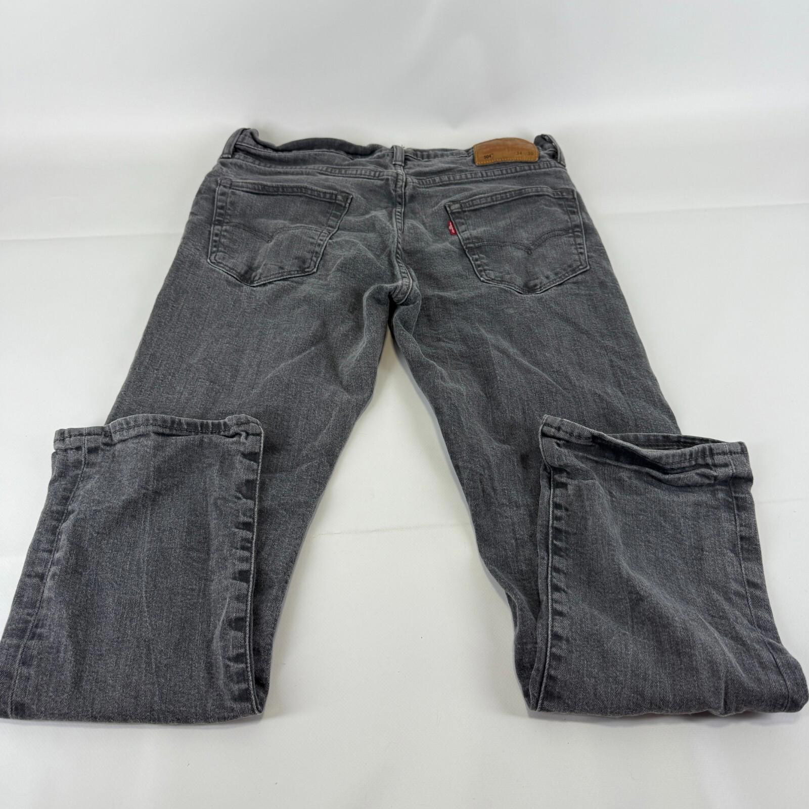 Levis 504 Denim Jeans Women’s Low Slouch Slim Straight Stretch Grey W34 L30
