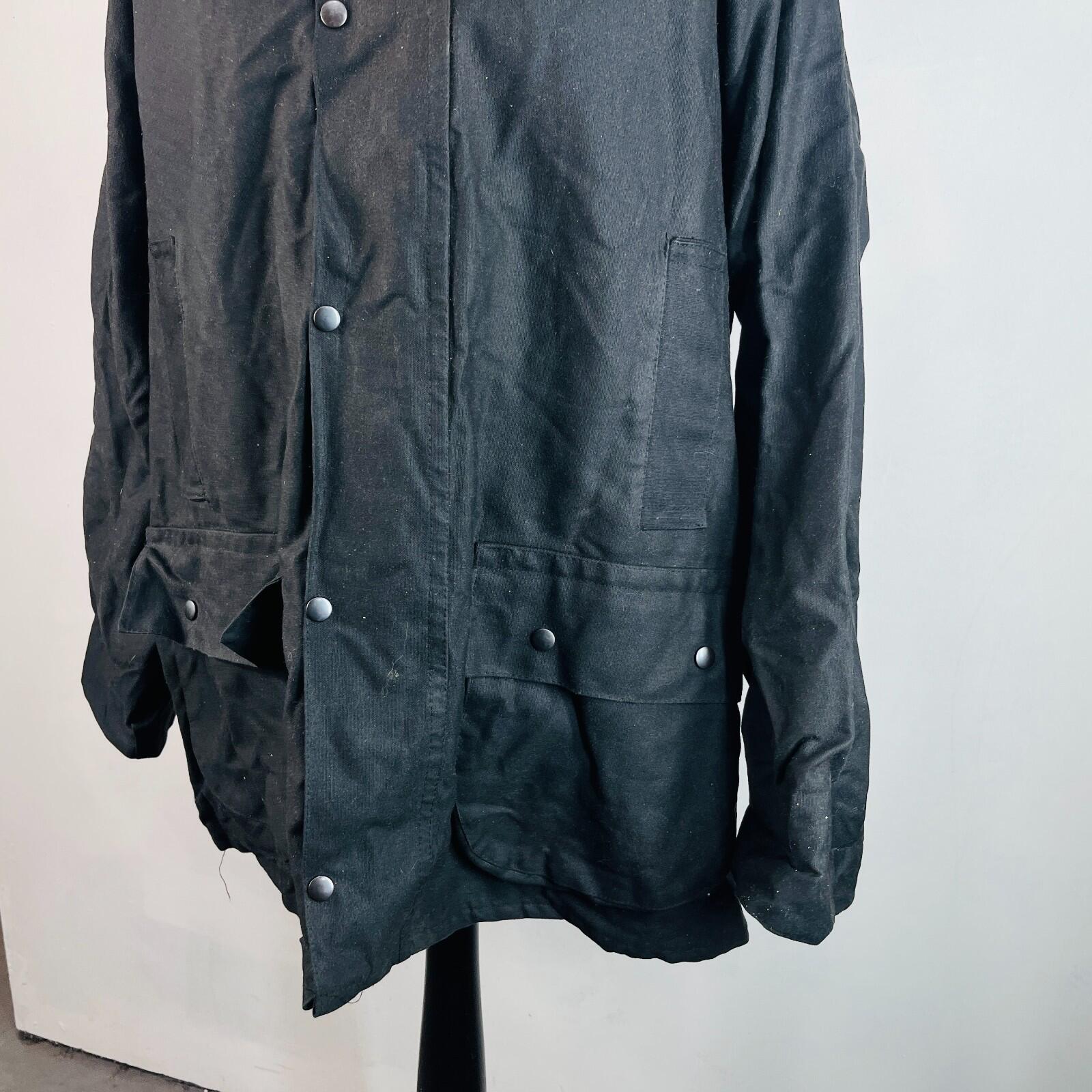 Men's Heavy Denim Wax Jacket in Black with Hood size 2XL