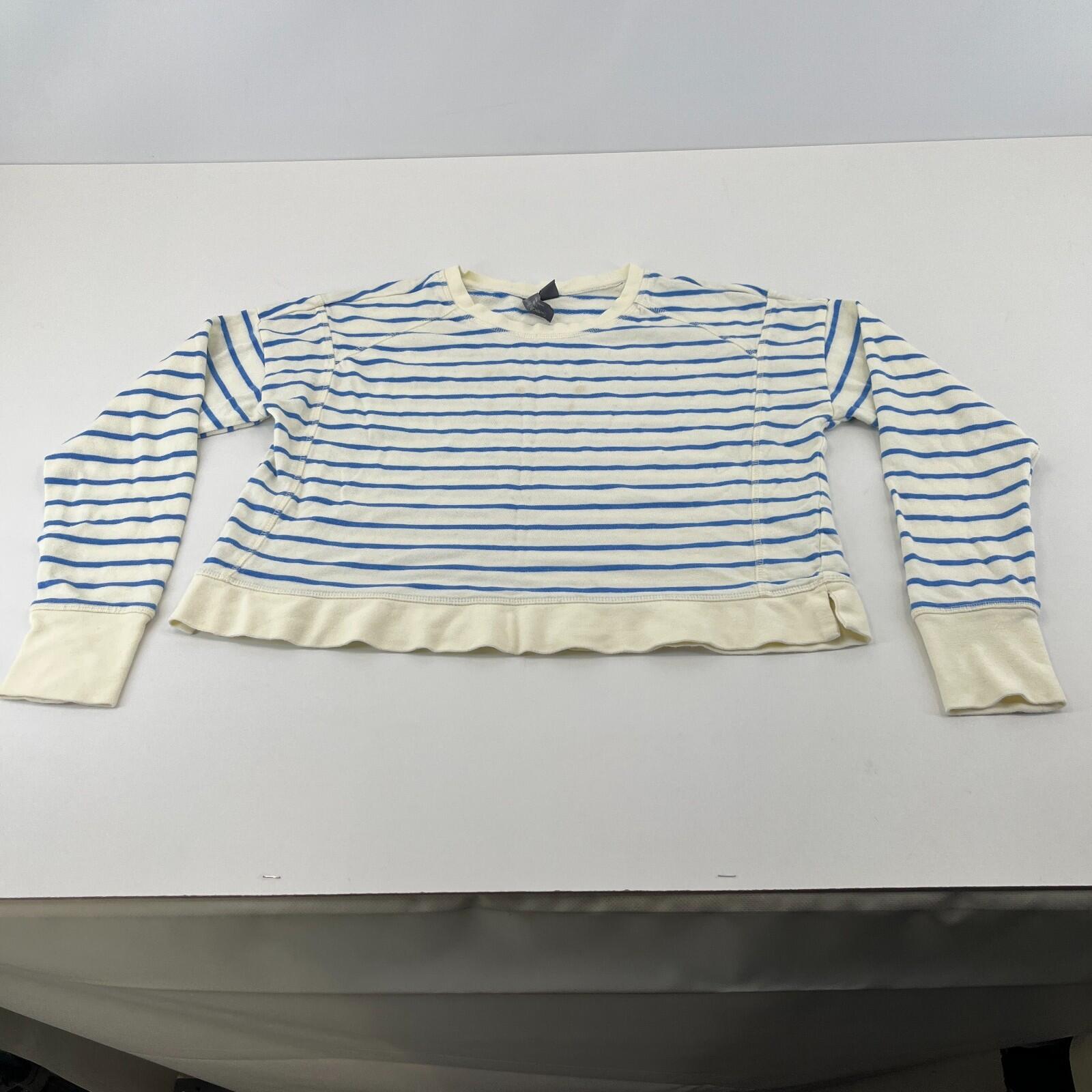 Sweaty Betty After Class Cropped Sweatshirt size XS Oversized White/Blue Striped