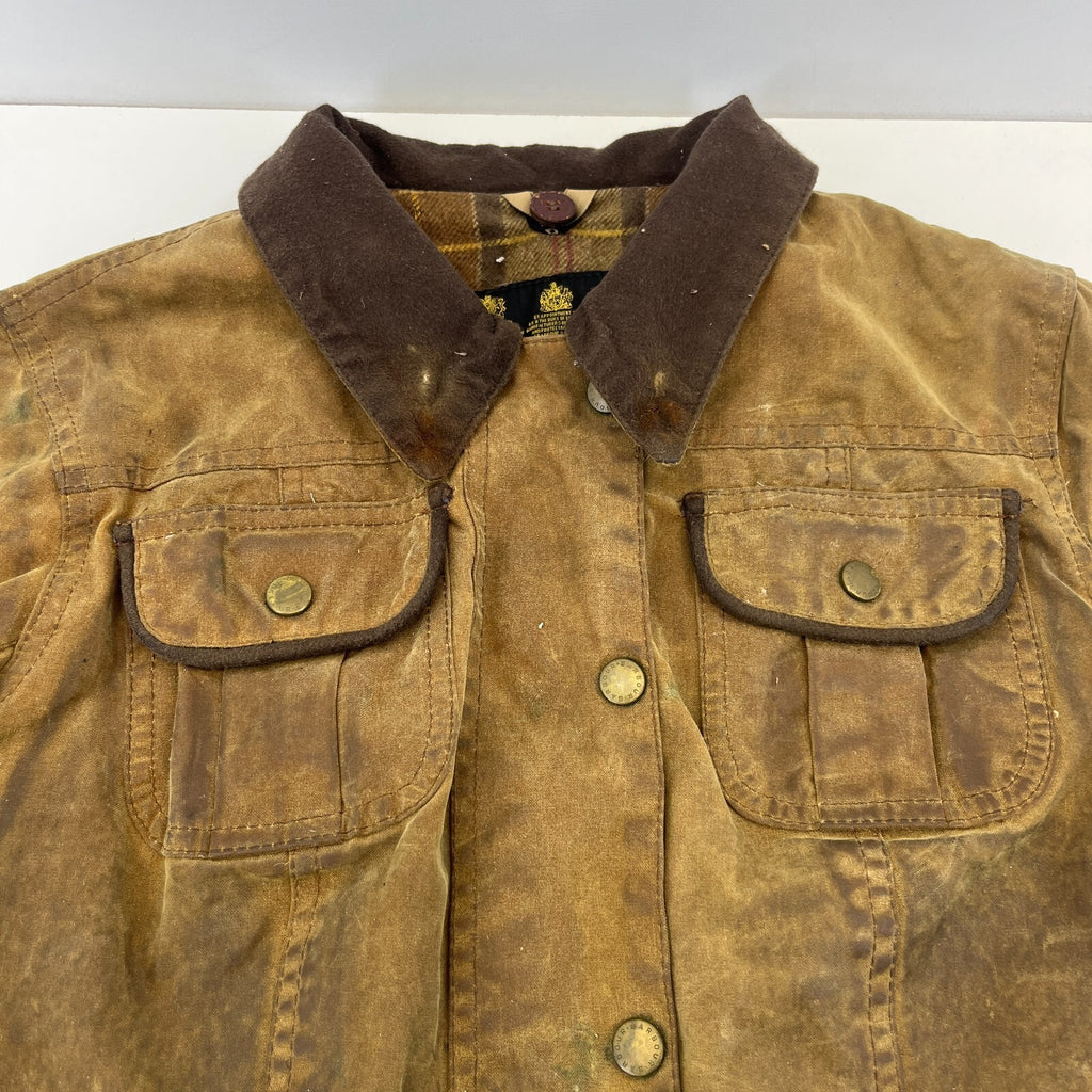 Barbour L1600 Distressed Look Wax Utility Jacket Women’s UK 8 Brown Field Coat