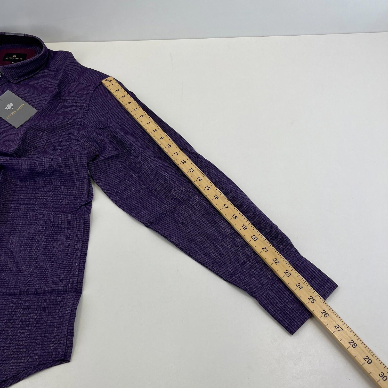 Cotton Valley Long Sleeve Shirt Purple Weave Button Down Collar UK size Medium
