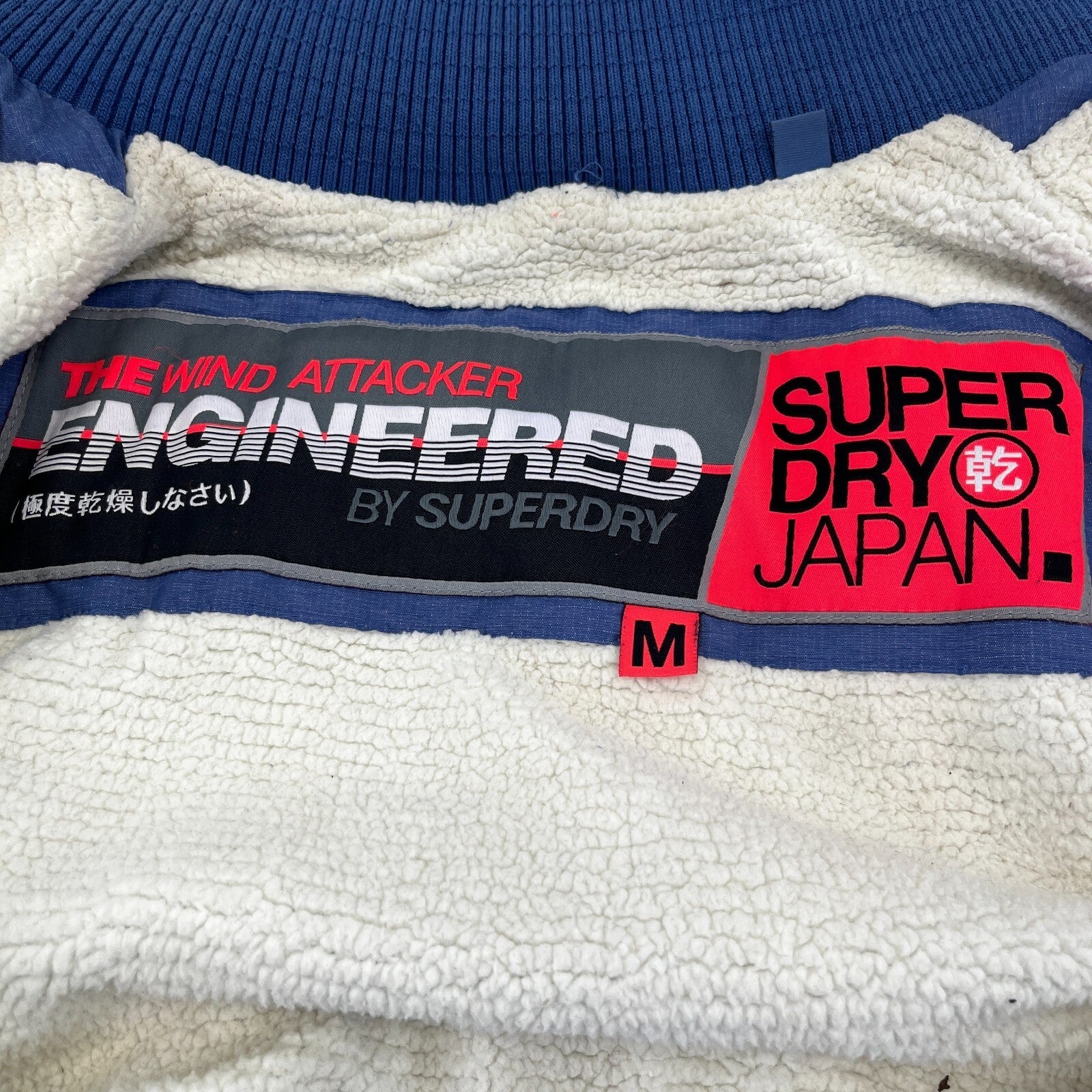 Superdry Wind Attacker Engineered Women's Ladies Jacket size M Blue Fleece Lined