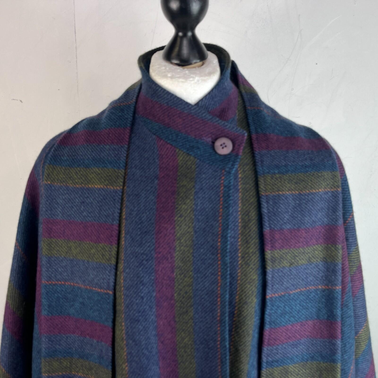 Avoca Collection Cape Coat Poncho Cloak size M Blue/Purple/Green +Attached Scarf