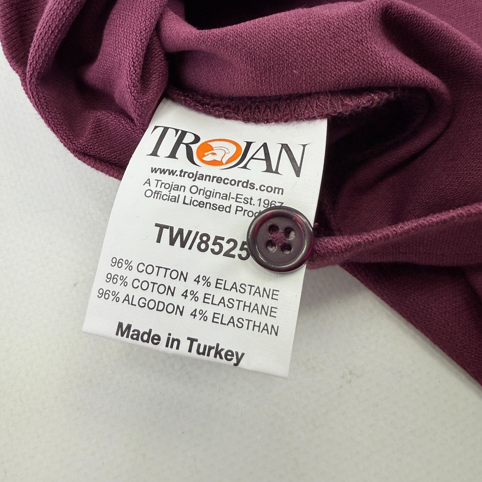 Trojan Records Women's Short Sleeve Polo Shirt in Burgundy Maroon Red size 8