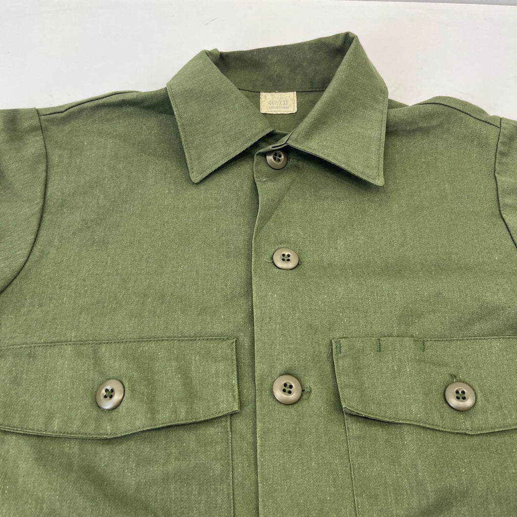 Vintage American Army Military Long Sleeve Dura Press Shirt Olive Green size L