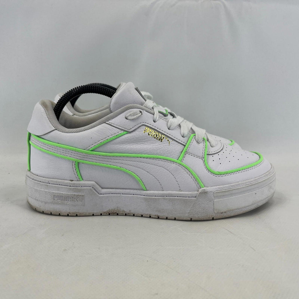 Puma Women's White Trainers with Fluoro Green Piping UK size 7 EUR size 40.5