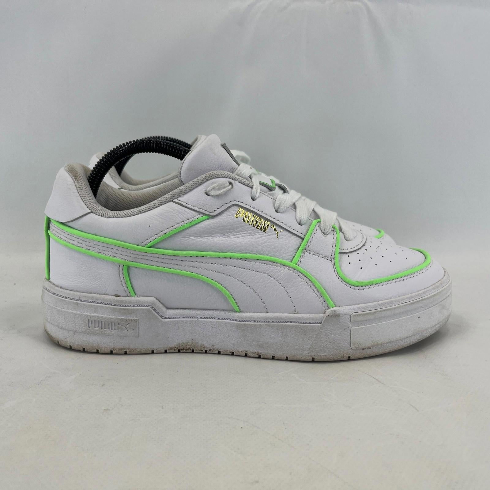 Puma Women's White Trainers with Fluoro Green Piping UK size 7 EUR size 40.5