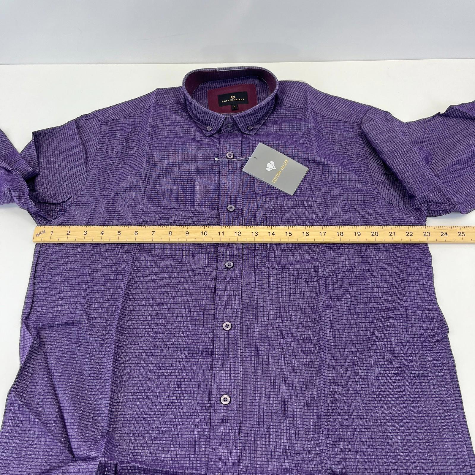 Cotton Valley Long Sleeve Shirt Purple Weave Button Down Collar UK size Medium