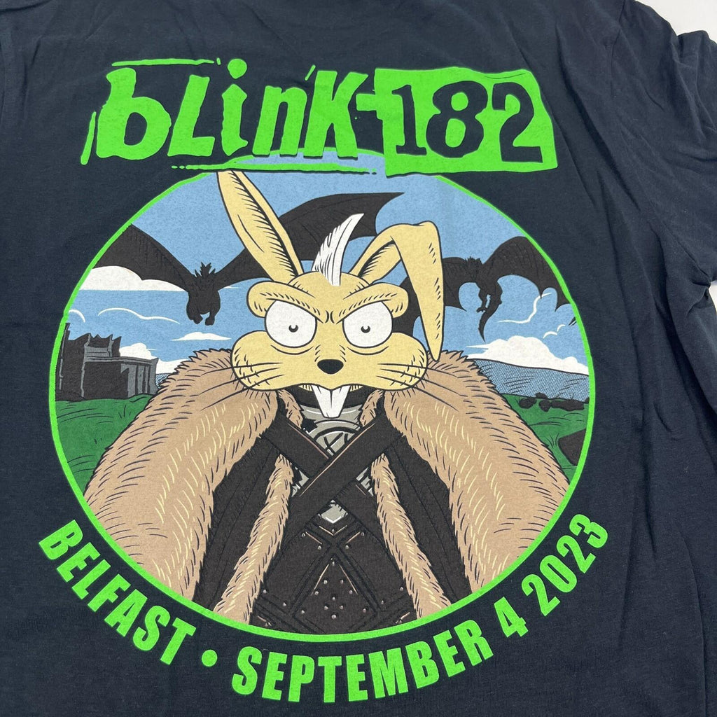 Blink 182 Belfast 2023 Tour T Shirt - Black & Green size Medium - NWOT