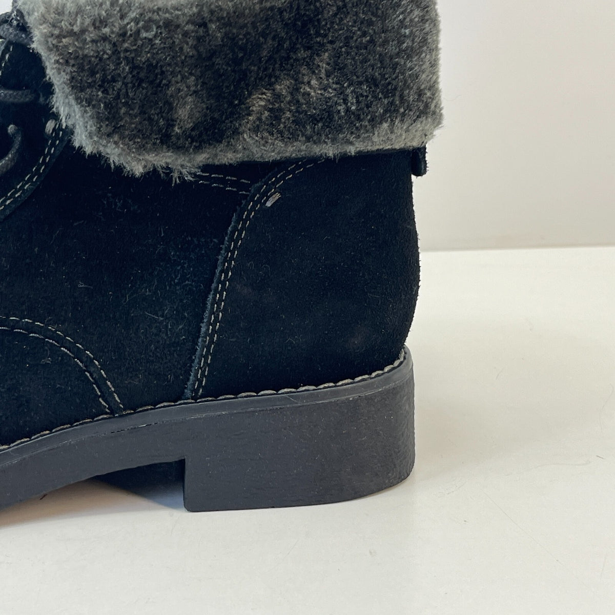 M&S Footglove Wide Fit Suede Leather Ankle Boots w/ Fur Collar UK 5.5 RRP £65.00