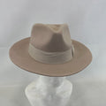 Palms Halt 100% Wool Handmade Textured Fedora Hat in Beige size M 56