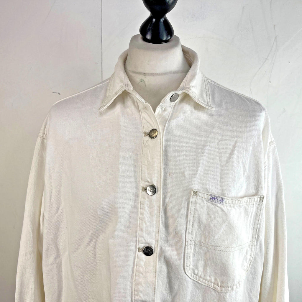 Lee at H&M Overshirt Mens Denim Shacket in White size L Oversized 100% Cotton