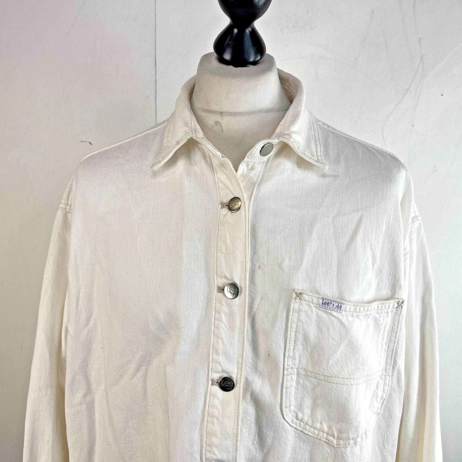 Lee at H&M Overshirt Mens Denim Shacket in White size L Oversized 100% Cotton