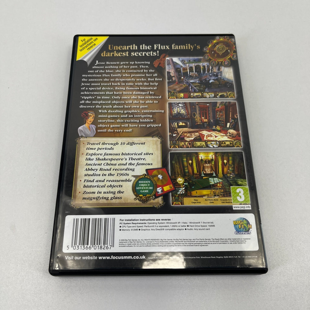 Family Flux Secrets PC CD Rom Computer Hidden Object Game - Near Mint Condition