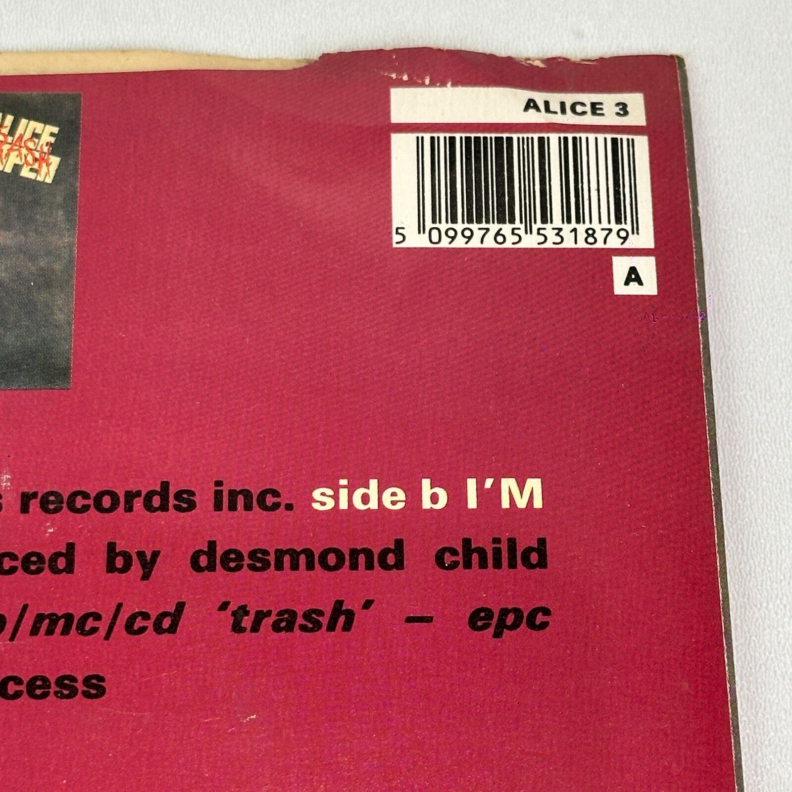 Alice Cooper – Bed Of Nails / I'm Your Gun 7" Vinyl Single UK Epic 1989 Ex/Ex