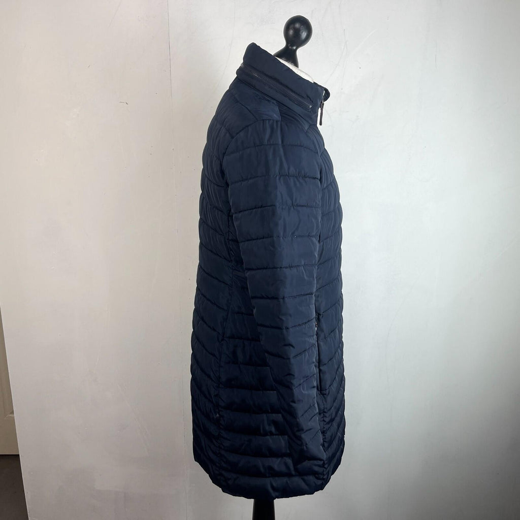 Joules Long Quilted Puffer Jacket Coat Navy Blue Women's UK size 14