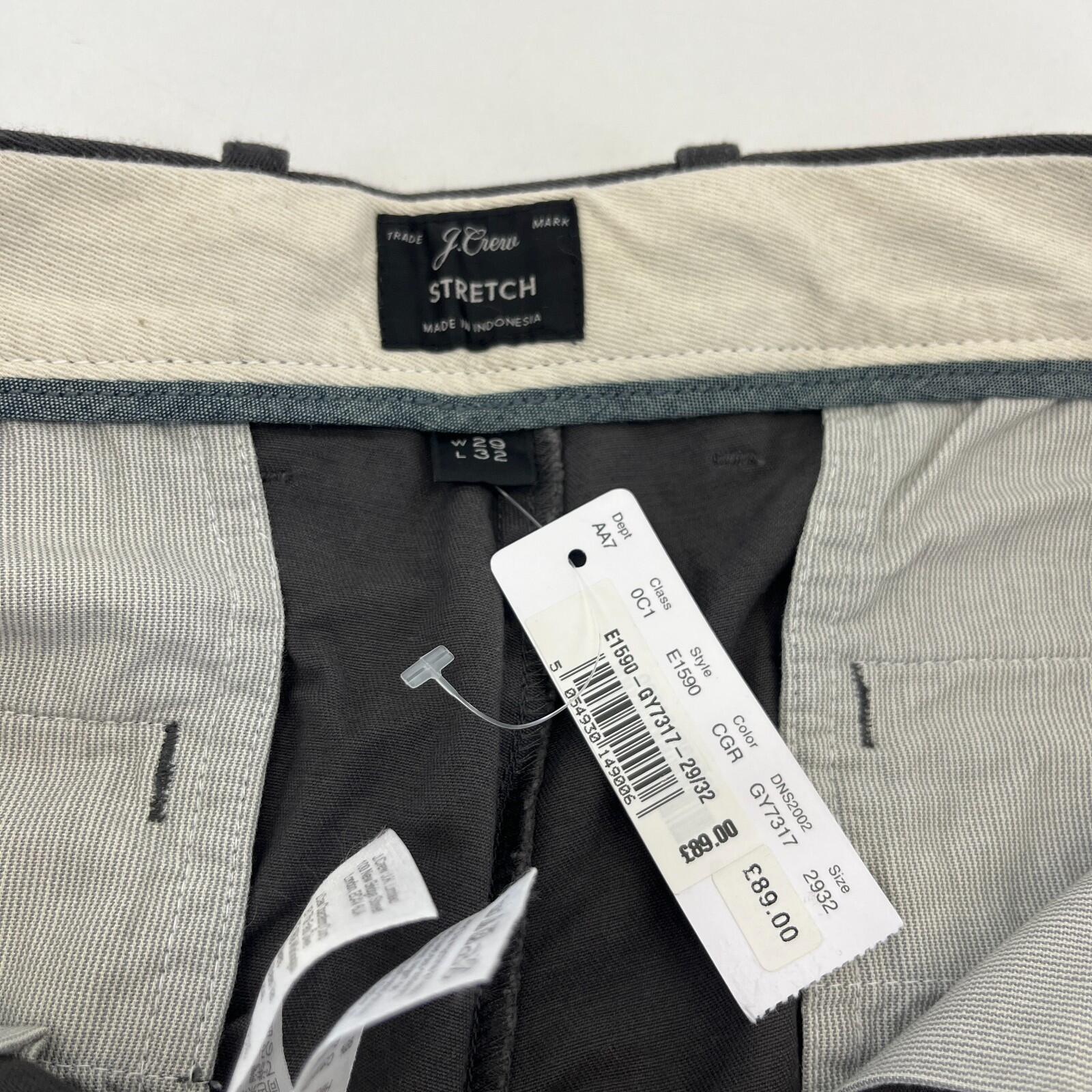 J Crew 770 Straight Fit Stretch Chino Trousers in Grey W29" L32" New with Tags